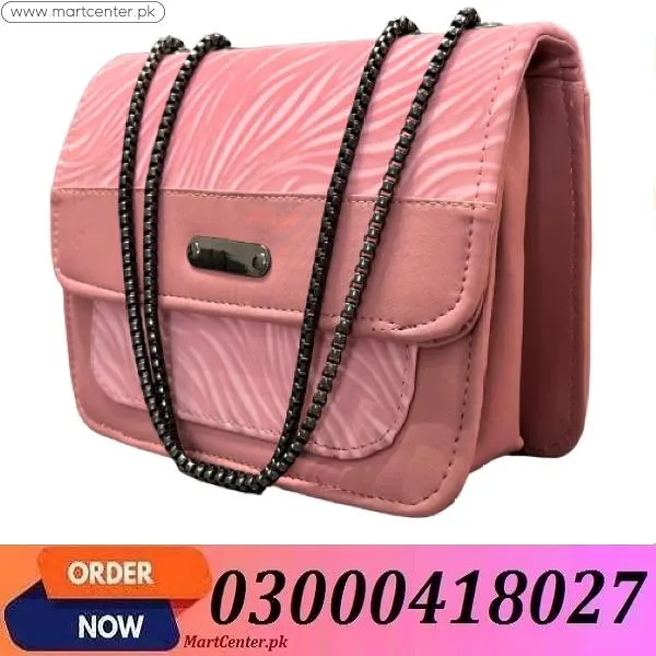 Luxury Women Shoulder Bag in Pink Faux Leather for Casual